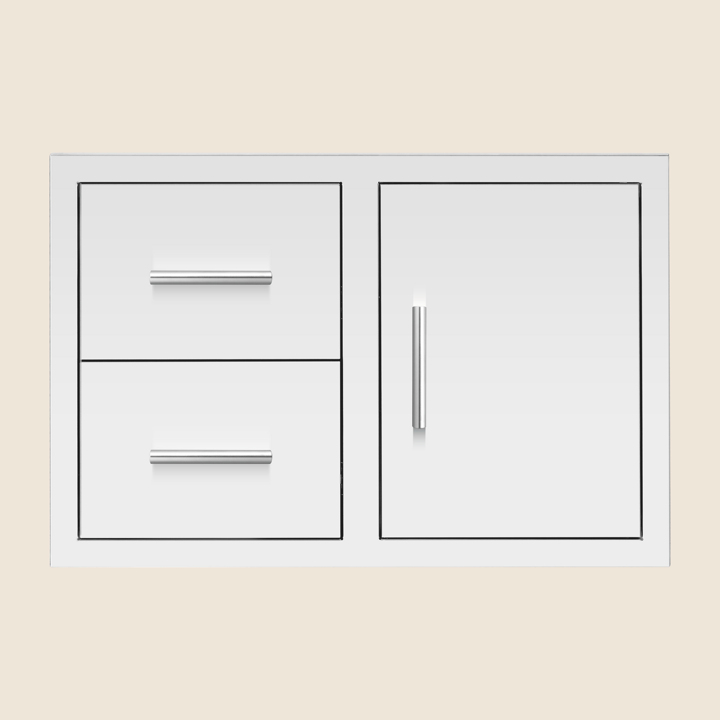 American Made Grills - 33" 2-Drawer & Access Door Combo w/ Masonry Frame Return