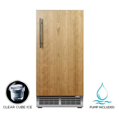 XO 15" PANEL CLEAR GOURMET ICE MAKER w/ FACTORY INSTALLED PUMP