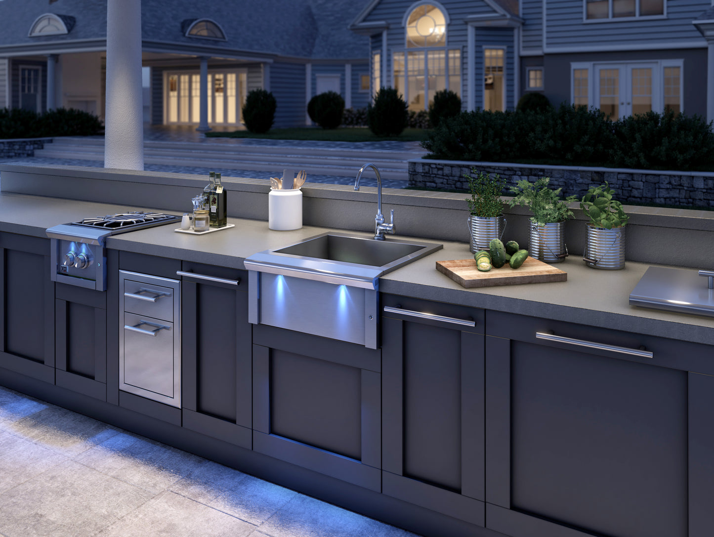 XO 24" PRO-GRADE LUXURY APRON SINK w/ LED ILLUMINATION