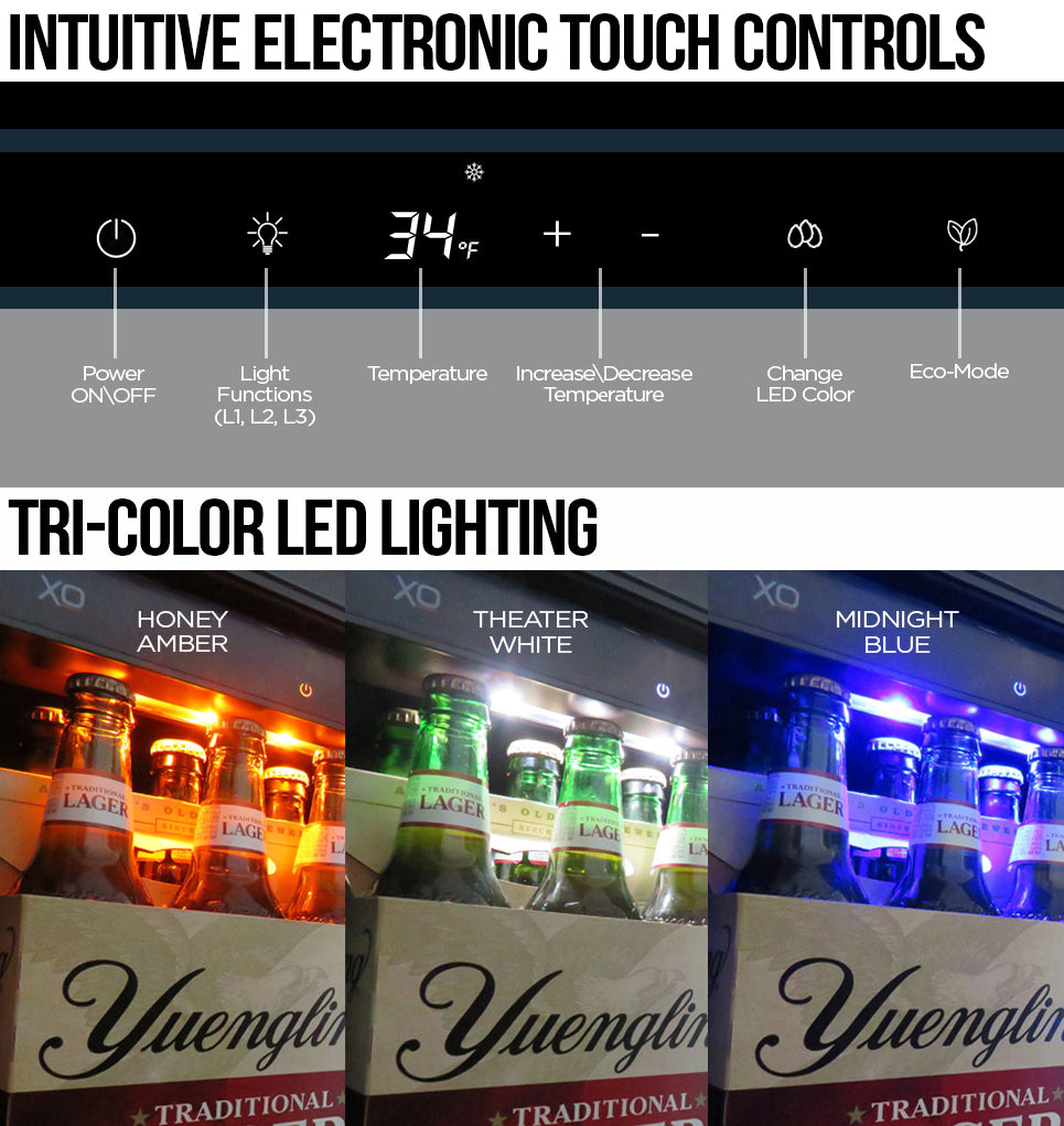 XO LUXURY 24" UNDERCOUNTER BEVERAGE CENTER (STAINLESS STEEL GLASS)