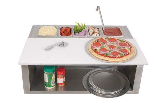 Alfresco - 30" Pizza Prep & Garnish Rail w/ Food Pans