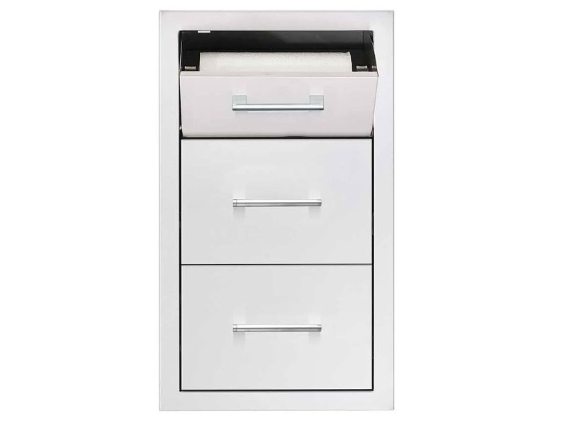 True Flame Masonry Frame - 17" Vertical 2-Drawer & Paper Towel Holder Combo
