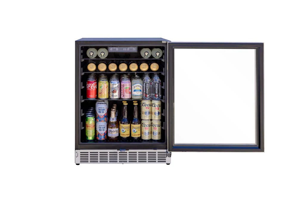True Flame 24" Outdoor Rated Refrigerator with Glass Door and Glass Shelves (5.1c)
