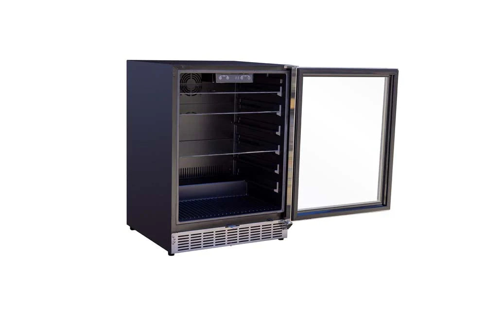 True Flame 24" Outdoor Rated Refrigerator with Glass Door and Glass Shelves (5.1c)