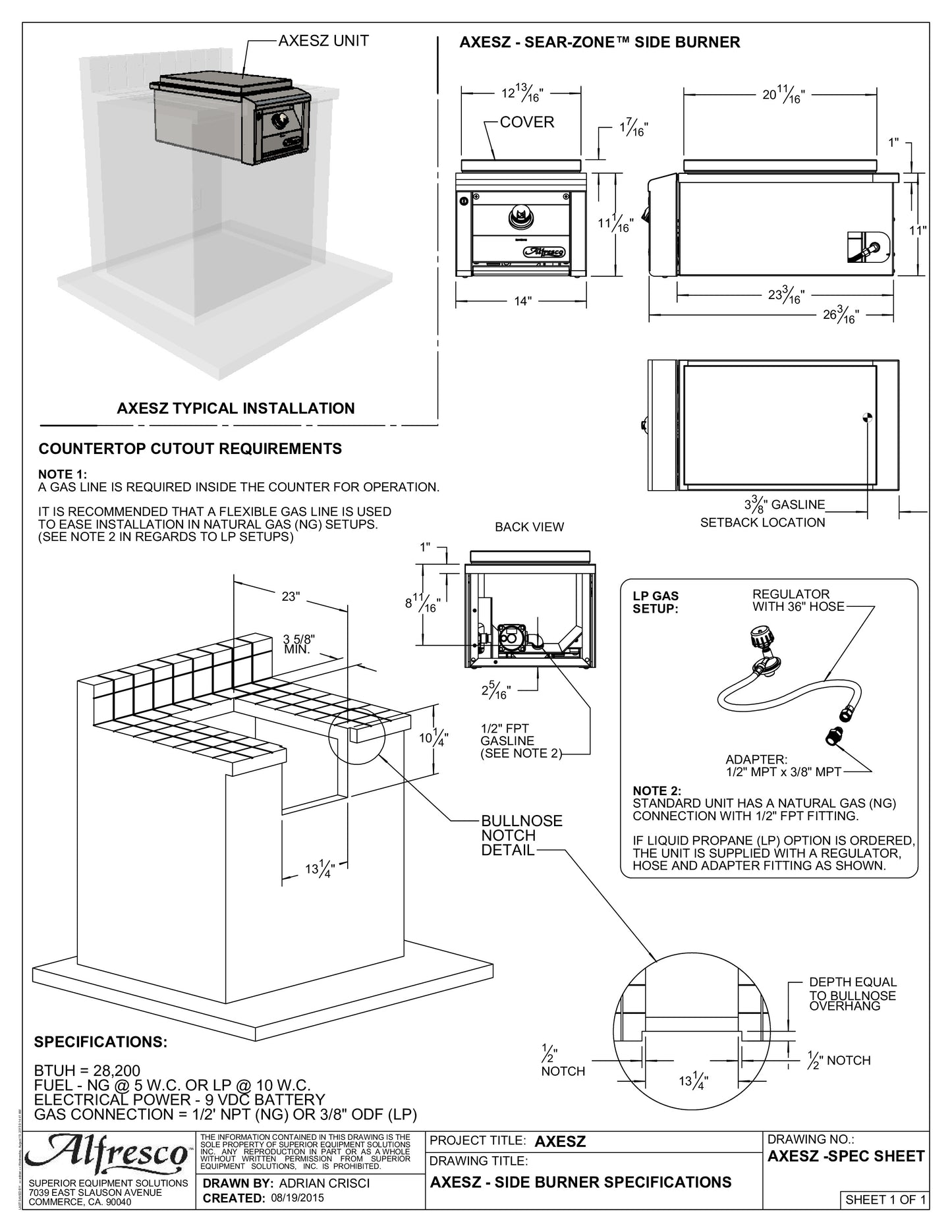 Alfresco - Sear Zone™ Side Burner