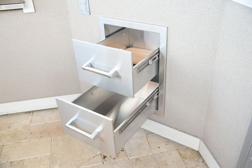 Kokomo - Stainless Steel Built-In Double Drawer with Easy Glides and Bar Handles