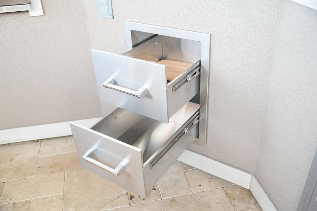 Kokomo - Stainless Steel Built-In Double Drawer with Easy Glides and Bar Handles