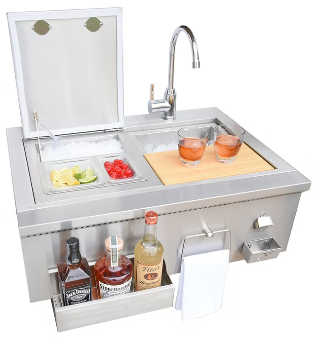 Kokomo - 30" Built-In Bartender Cocktail Station With Sink Bottle Opener and Ice Chest