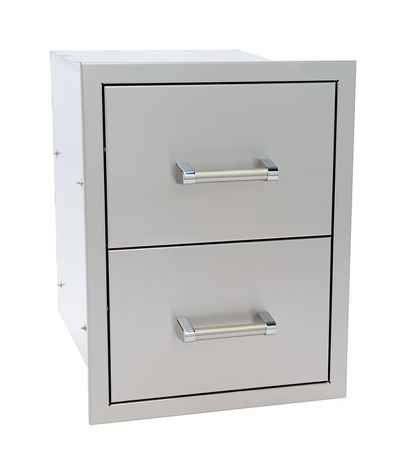 Kokomo - Stainless Steel Built-In Double Drawer with Easy Glides and Bar Handles