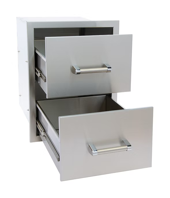 Kokomo - Stainless Steel Built-In Double Drawer with Easy Glides and Bar Handles
