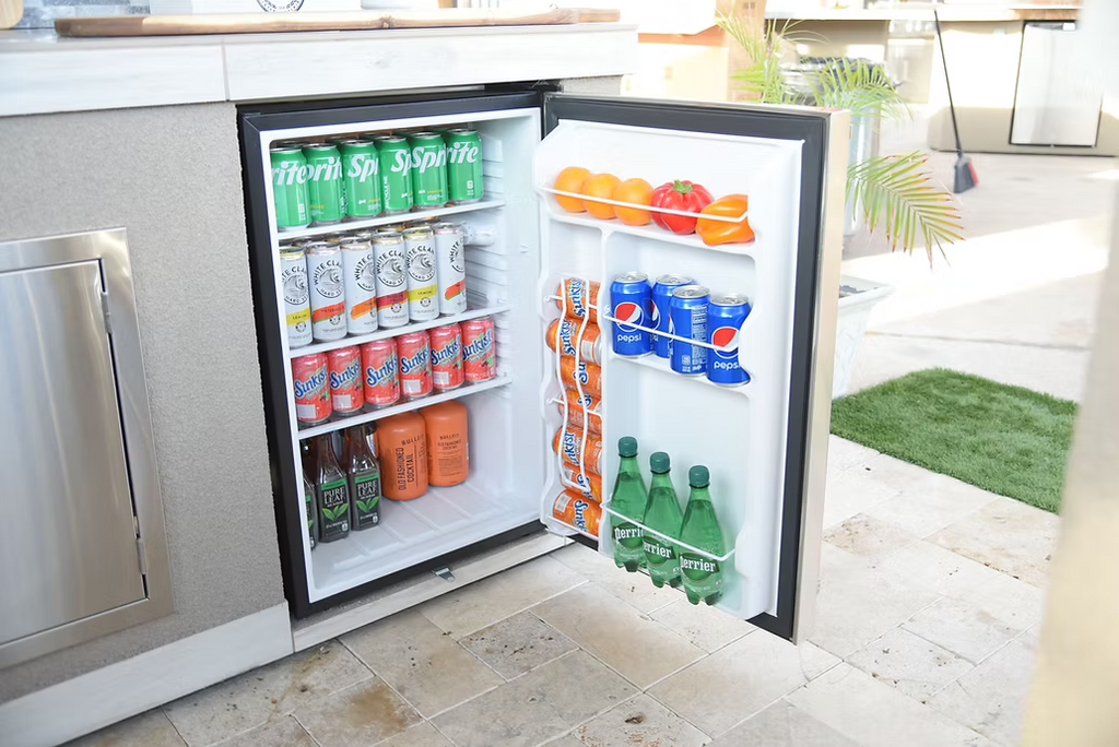 Kokomo - Built-In Outdoor Kitchen Refrigerator with Temp Control Soda Rack and Lights