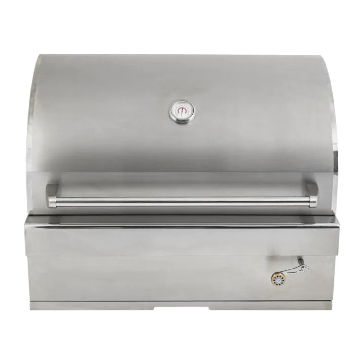 Turbo Charcoal 32 Inch Built-In Stainless Steel BBQ Grill with Charcoal Tray