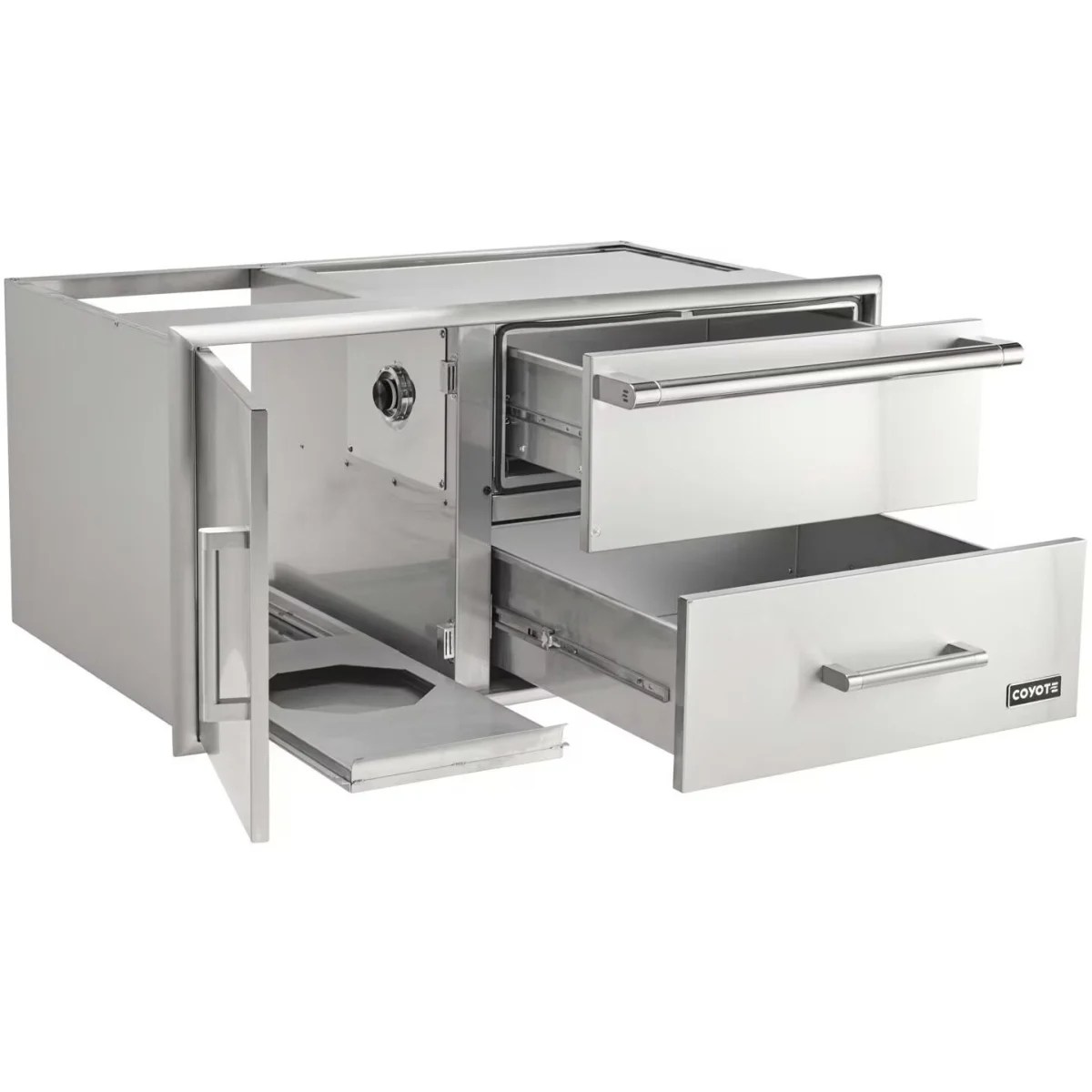 Coyote 42" Access Door With Storage & Warming Drawer Combo