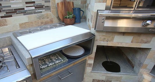 Alfresco - 30" Pizza Prep & Garnish Rail w/ Food Pans