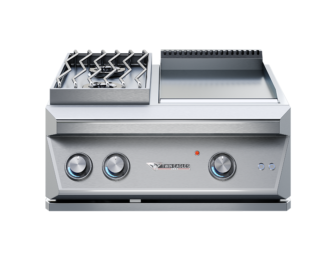 Twin Eagles 30" Breakfast Club, Double Burners w/ Teppanyaki Grill Combo, LP/NG