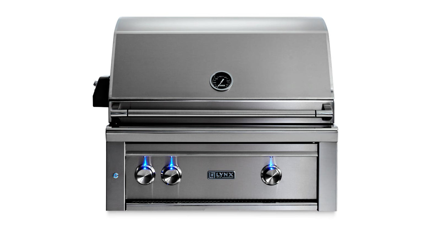 Lynx 30” Professional Built in Grill with 1 Trident Infrared Burner and 1 Ceramic Burner and Rotisserie w/insulated jacket