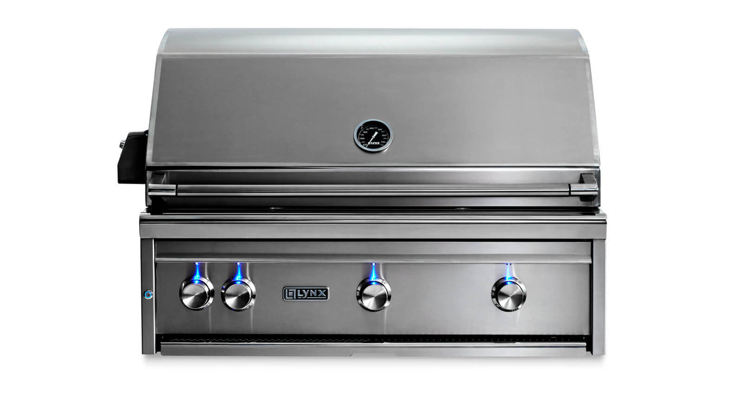 Lynx 36” Professional Built in Grill with 1 Trident Infrared Burner and 2 Ceramic Burners and Rotisserie w/insulated jacket