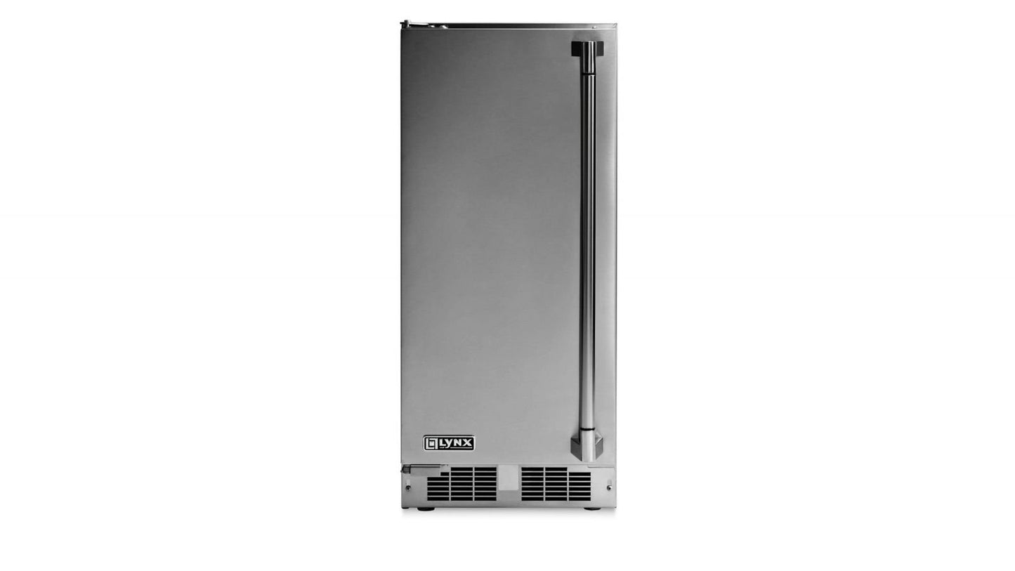 Lynx - 15" Outdoor Clear Ice Machine, Door Lock, Reversible