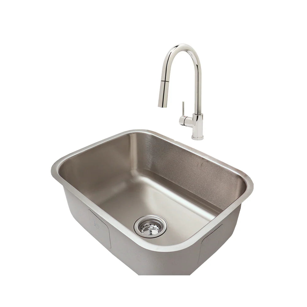 RCS Stainless Undermount Sink & Pull Down Faucet - 21" x 15 3/4"