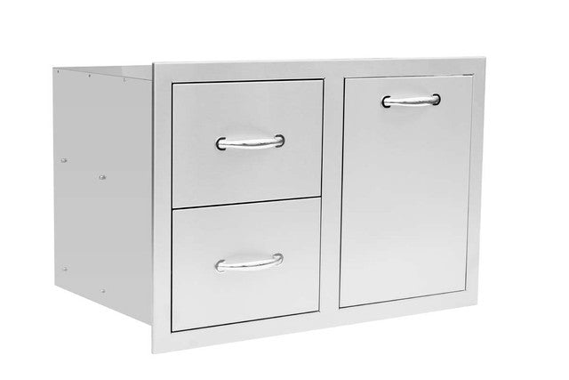 True Flame 33" 2-Drawer & Vented Trash or LP Tank Pullout Drawer Combo