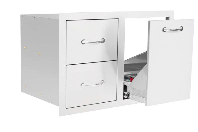 True Flame 33" 2-Drawer & Vented Trash or LP Tank Pullout Drawer Combo