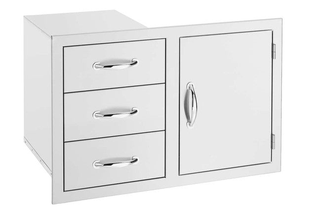 True Flame 33" 3-Drawer and Access Door Combo with Hidden Hinge