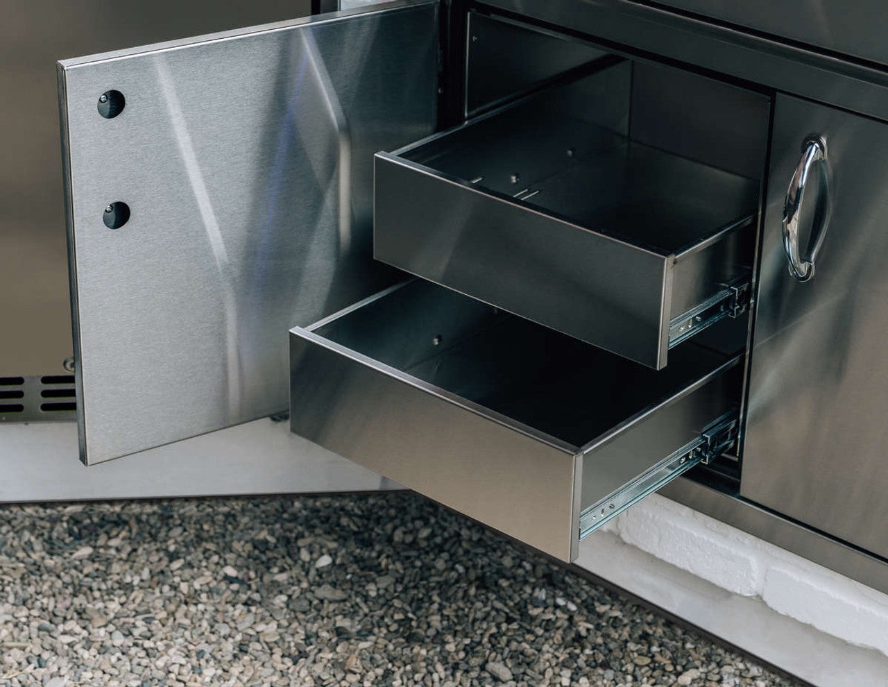 True Flame 36" 2-Drawer Dry Storage Pantry & Enclosed Cabinet Combo