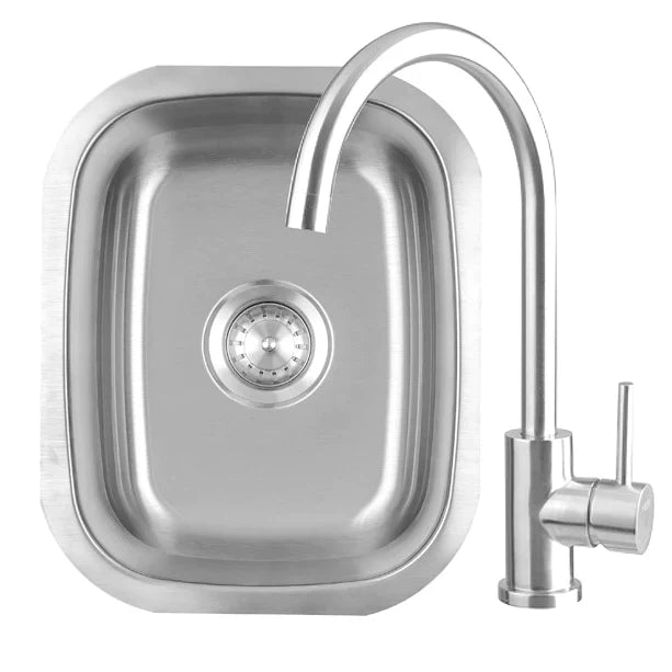 True Flame 19 X 15" Stainless Steel Undermount Sink with Hot and Cold Faucet