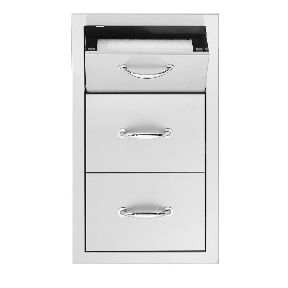 True Flame 17" Vertical 2-Drawer & Paper Towel Holder Combo