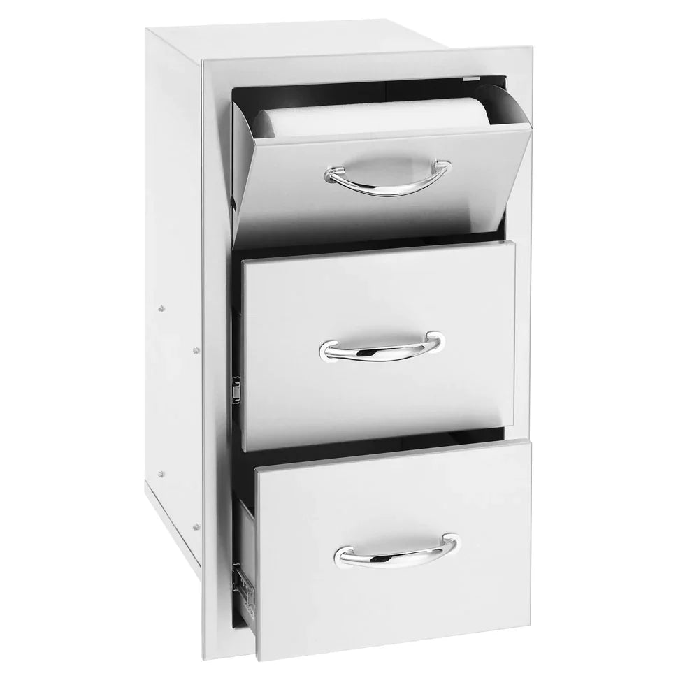 True Flame 17" Vertical 2-Drawer & Paper Towel Holder Combo