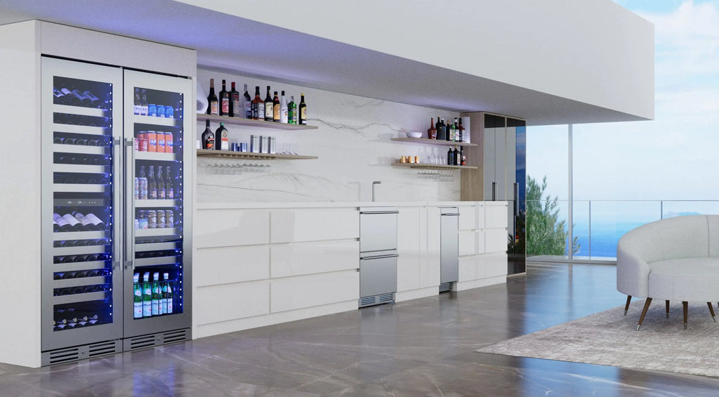 XO TALL SINGLE ZONE WINE COOLER (black glass)