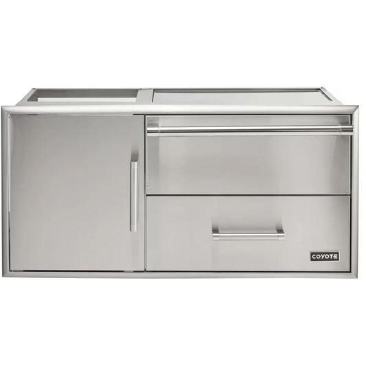 Coyote 42" Access Door With Storage & Warming Drawer Combo