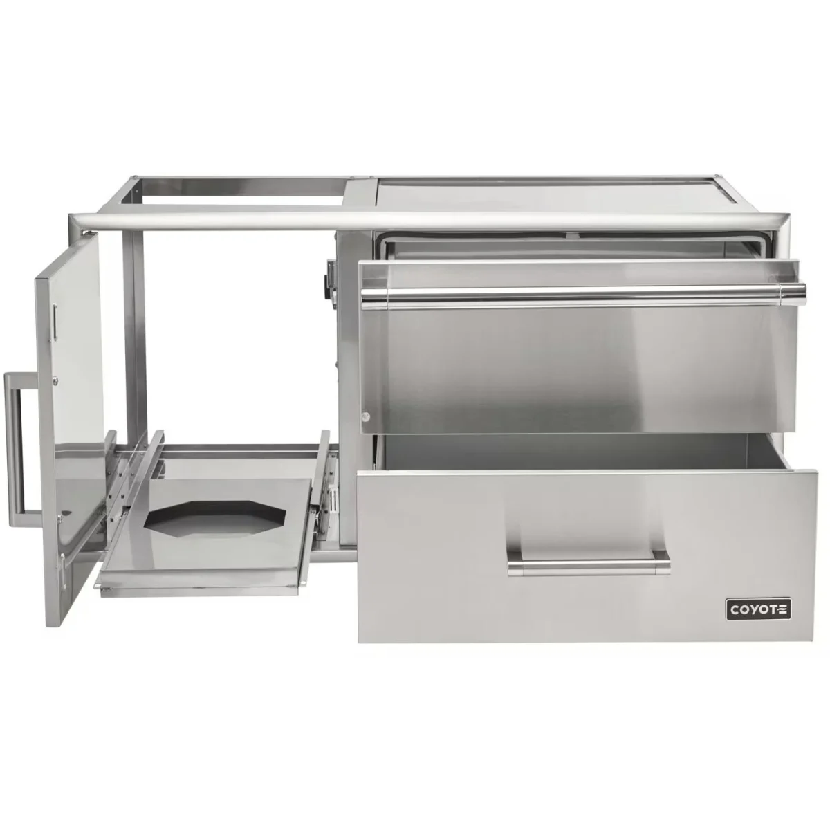 Coyote 42" Access Door With Storage & Warming Drawer Combo