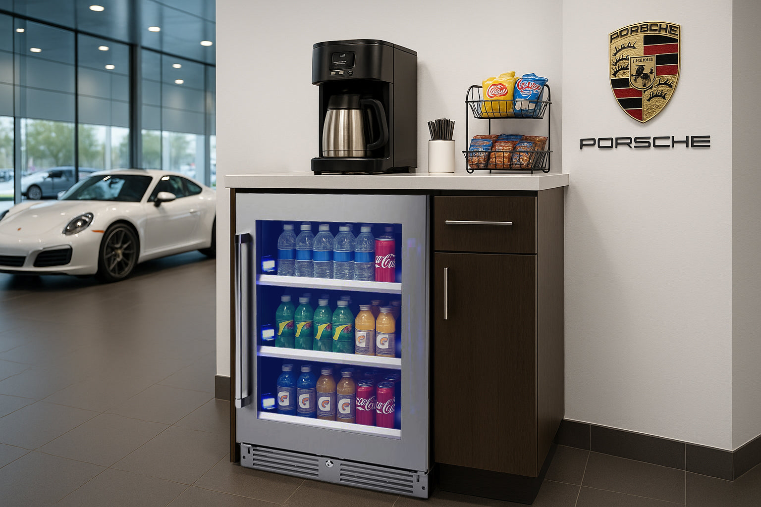 XO LUXURY 24" UNDERCOUNTER BEVERAGE CENTER (STAINLESS STEEL GLASS)