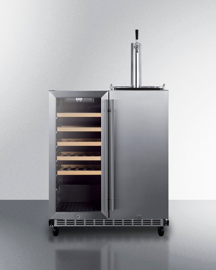 Summit - 30" Wide Built-In Indoor/Outdoor Combination Wine Cellar/Kegerator