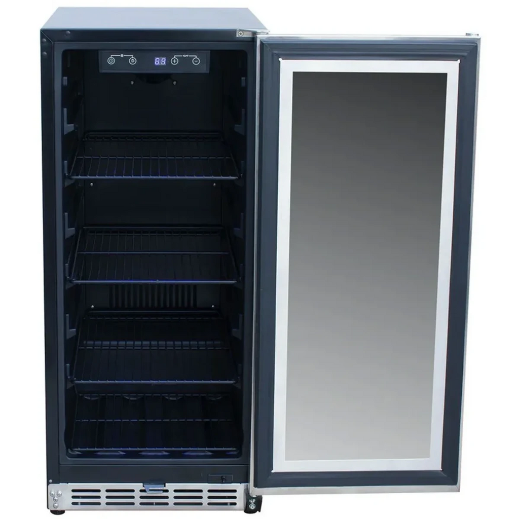 American Made Grills - 15" 3.2c Outdoor Rated Fridge with Glass Door