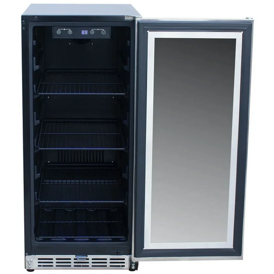 American Made Grills - 15" 3.2c Outdoor Rated Fridge with Glass Door