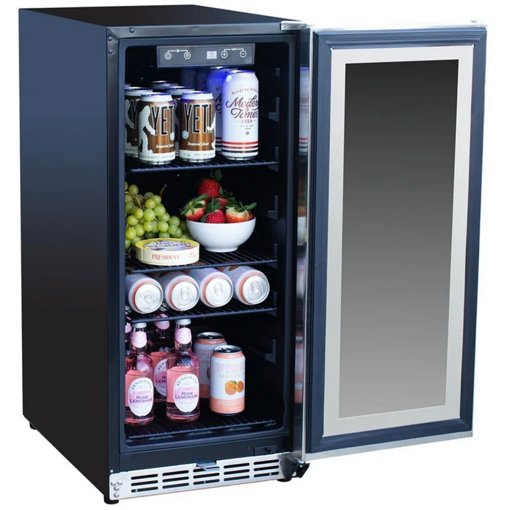 American Made Grills - 15" 3.2c Outdoor Rated Fridge with Glass Door
