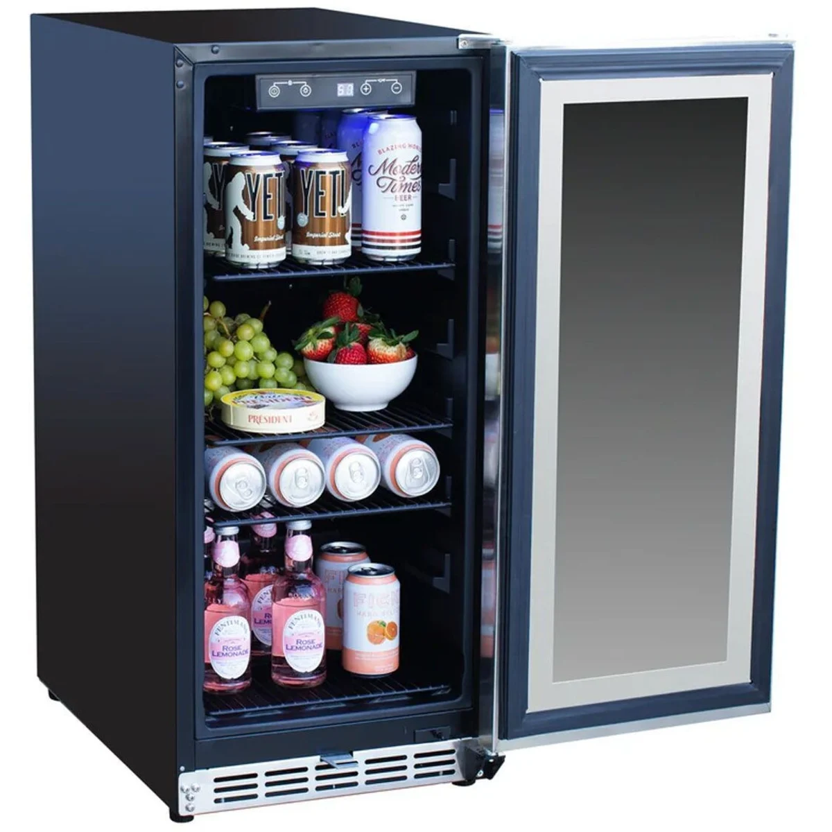American Made Grills - 15" 3.2c Outdoor Rated Fridge with Glass Door