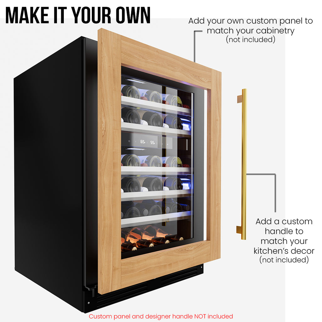 XO 24" PANEL READY FRAMED GLASS DUAL ZONE WINE COOLER
