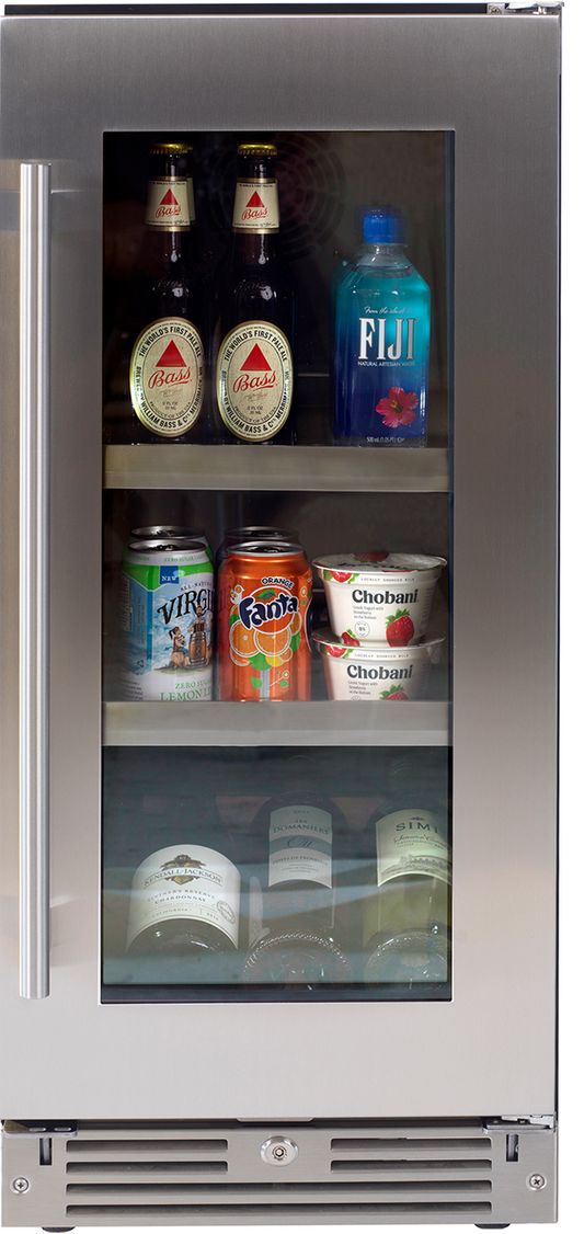 XO LUXURY 15" UNDERCOUNTER BEVERAGE CENTER (STAINLESS STEEL GLASS)