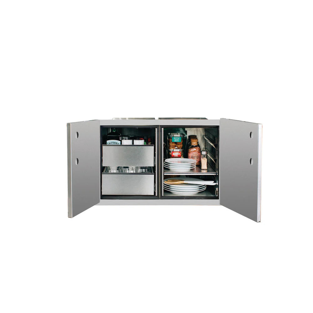True Flame 36" 2-Drawer Dry Storage Pantry & Enclosed Cabinet Combo